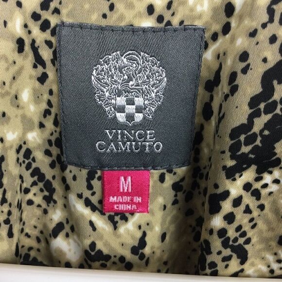 Vince Camuto Tan Black Snakeskin Zip Bomber - M - Picture 2 of 10